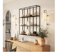 Étagère Murale Industrielle 9 Compartiments, Étagère Modulaire en Métal pour Objets de Collection, 87,5x18x100cm Noir