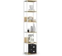 Étagère murale industrielle AKORD Blanche 40 cm façade Chêne Artisan 6 étagères 40x32x192 cm Blanc / Chêne Artisan G