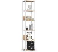 Étagère murale industrielle AKORD Blanche 40 cm façade Chêne Sonoma 6 étagères 40x32x192 cm Blanc / Chêne Sonoma G