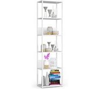 Étagère murale industrielle AKORD Blanche 50 cm façade Blanche 6 étagères 50x32x192 cm Blanc G