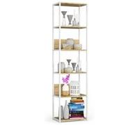 Étagère murale industrielle AKORD Blanche 50 cm façade Chêne Artisan 6 étagères 50x32x192 cm Blanc / Chêne Artisan G