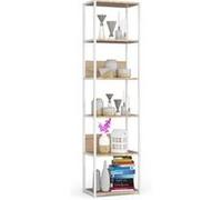 Étagère murale industrielle AKORD Blanche 50 cm façade Chêne Sonoma 6 étagères 50x32x192 cm Blanc / Chêne Sonoma G
