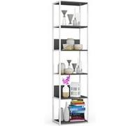 Étagère murale industrielle AKORD Blanche 50 cm façade Grise 6 étagères 50x32x192 cm Blanc / Gris G