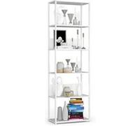 Étagère murale industrielle AKORD Blanche 60 cm façade Blanche 6 étagères 60x32x192 cm Blanc G
