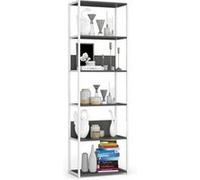 Étagère murale industrielle AKORD Blanche 60 cm façade Grise 6 étagères 60x32x192 cm Blanc / Gris G