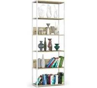 Étagère murale industrielle AKORD Blanche 70 cm façade Chêne Artisan 6 étagères 70x32x192 cm Blanc / Chêne Artisan G