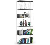 Étagère murale industrielle AKORD Blanche 70 cm façade Grise 6 étagères 70x32x192 cm Blanc / Gris G