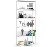 Étagère murale industrielle AKORD Blanche 80 cm façade Blanche 6 étagères 80x32x192 cm Blanc G