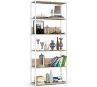 Étagère murale industrielle AKORD Blanche 80 cm façade Chêne Sonoma 6 étagères 80x32x192 cm Blanc / Chêne Sonoma G