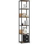 Étagère murale industrielle AKORD Noire 40 cm façade Chêne Craft 6 étagères 40x32x192 cm Noir / Chêne Craft G