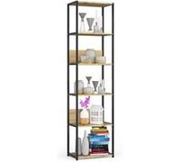 Étagère murale industrielle AKORD Noire 50 cm façade Chêne Artisan 6 étagères 50x32x192 cm Noir / Chêne Artisan G
