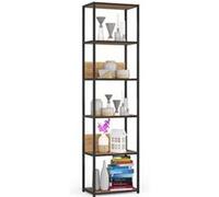 Étagère murale industrielle AKORD Noire 50 cm façade Chêne Craft 6 étagères 50x32x192 cm Noir / Chêne Craft G