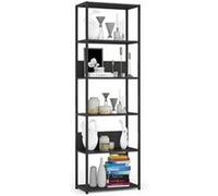 Étagère murale industrielle AKORD Noire 60 cm façade Noire 6 étagères 60x32x192 cm Noir G