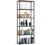 Étagère murale industrielle AKORD Noire 70 cm façade Chêne Craft 6 étagères 70x32x192 cm Noir / Chêne Craft G