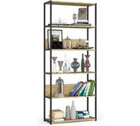 Étagère murale industrielle AKORD Noire 80 cm façade Chêne Artisan 6 étagères 80x32x192 cm Noir / Chêne Artisan G