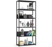 Étagère murale industrielle AKORD Noire 80 cm façade Noire 6 étagères 80x32x192 cm Noir G