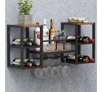 Étagère murale industrielle avec porte-verres et rangement