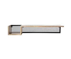 Étagère murale industrielle en bois manguier massif et métal noir L90 cm RACK