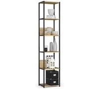 Étagère murale industrielle sur pied AKORD Noire 40 cm façade Chêne Artisan 6 étagères 40x32x192 cm Noir / Chêne Artisan