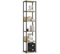 AKORD Bibliotheque de Salon à 6 étagères 40 cm | Industrielle Style Loft | Ouvert | Structure Squelettique | Debout pour Les Chambres à Coucher, Les Cuisines | Etagere Bois/Metal | Noir/Chêne Artisan