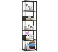 Étagère murale industrielle sur pied AKORD Noire 50 cm façade Noire 6 étagères 50x32x192 cm Noir