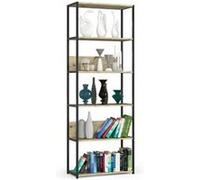 Étagère murale industrielle sur pied AKORD Noire 70 cm façade Chêne Artisan 6 étagères 70x32x192 cm Noir / Chêne Artisan