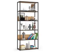 Étagère murale industrielle sur pied AKORD Noire 80 cm façade Chêne Craft 6 étagères 80x32x192 cm