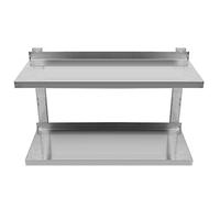 Étagère Murale INOX Cuisine Rangement Cuisine 2 Plateaux (80 cm de Long, éléments pour Montage Mural, Design Moderne, inox-80 * 30 * 40cm-Argent