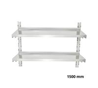 Étagère murale inox double - 1500 x 400 mm - crémaillère réglable - inox haute qualité - cuisine pro
