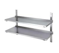 Étagère Murale Inox Professionnelle avec Dosseret 60 x 30 x h35 cm - Rangement Mural Cuisine Professionnelle CHR - Inox Brossé - Restaurant, Boulangerie, Pâtisserie, Laboratoire - 2 Niveau
