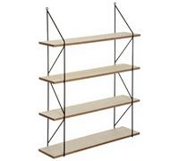 Atmosphera - Étagère Murale Iris 4 Niveaux, 60 x 81 cm, Effet Bois et Métal Noir - Meuble de Rangement pour Salon, Bureau, Chambre