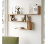[en.casa] Étagère Murale à 3 Niveaux Meuble de Rangement Design Panneau de Particules Mélaminé 72 x 120 x 15 cm Effet Chêne Rustique