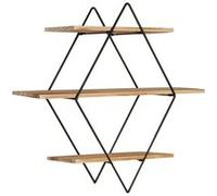 Etagère murale losange LILY 3 niveaux bois et métal design industriel Noir G