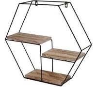 Étagère murale MENDLER HWC-K76 3 étagères métal 43x49x11cm naturel Naturel G