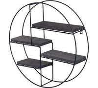 Mendler Étagère murale HWC-K76 4 étagères métal 45x45x11cm Gris foncé