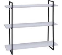 Mendler Étagère murale HWC-K78 – 3 étagères bois massif industriel 60×60×18 cm blanc/métal noir