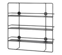 HAKU étagère Murale Noir, métal - Dim.: L 53 cm x H 56 cm x P 14 cm, Style: Modern