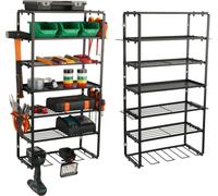 Étagère murale métallique pour outils électriques et outils, organiseur d'atelier 86 x 43 cm, 6 tablettes, étagère d'atelier pour perceuses, marteaux, organisation robuste de l'atelier ou du garage