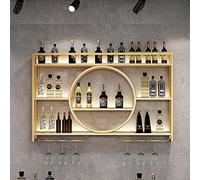 Étagère Murale Moderne en métal pour Bar, Porte-Bouteilles Flottant, présentoir en Fer pour la Maison, Les Restaurants et Les Bars, Solution de Rangement élégante (Couleur : Rouge, Taille :
