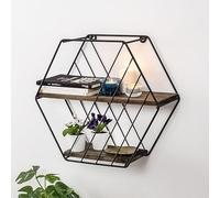Étagère Murale Moderne, Noyer Noir et foncé, 44 x 40 x 15 cm, 100% Bois pétillant et Cadre en métal, Design Industriel élégant pour la Maison et Le Bureau