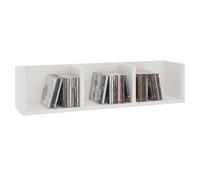 Etagère murale NELLO, meuble de rangement pour CD et DVD ou décoration avec 3 compartiments ouverts, en mélaminé blanc mat