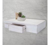 Étagère murale Oise, tiroir, 40cm blanc shabby