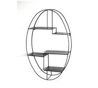 Étagère murale ovale 44x16x71 cm en métal laqué noir
