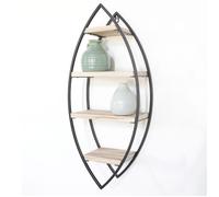 Etagère murale ovale avec 4 tablettes en bois - 36x80 cm
