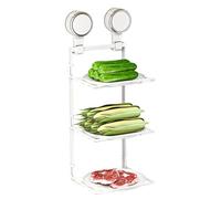 Étagère murale pliante | Ventouse Gain de place Organiseur 3 niveaux Étagères de rangement pliables Fixation murale | Pour intérieur, maison, cuisine, salle à manger, salle de bain, chambre à coucher