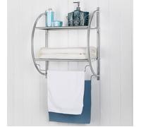 Étagère Murale Porte-serviettes pour Salle de Bains Étagère Murale pour Toilettes avec 2 Tablettes et 2 Barre Support de Stockage de