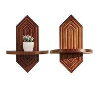Étagère murale pour 2 Pièces Présentoir à Jardinière en Bois Style Boho | Étagère Murale Décorative En Bois Pour Un Intérieur : Salon, Chambre À Coucher, Balcon, Salle De Bain, Chambre