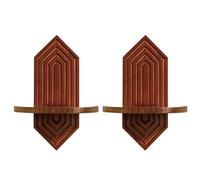 Étagère murale pour 2 Pièces Présentoir à Jardinière en Bois Style Boho | Étagères Flottantes En Bois Pour Un Intérieur : Salon, Chambre À Coucher, Balcon, Salle De Bain, Chambre