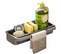 Étagère murale pour évier de cuisine, porte-éponge, organiseur et rangement Cocina - Grand support avec bac d'égouttement automatique, ustensile de cuisine pour liquide vaisselle