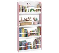 Étagère murale pour livres pour enfants - 4 niveaux - Bois - 70 x 37,5 x 13 cm - Rose